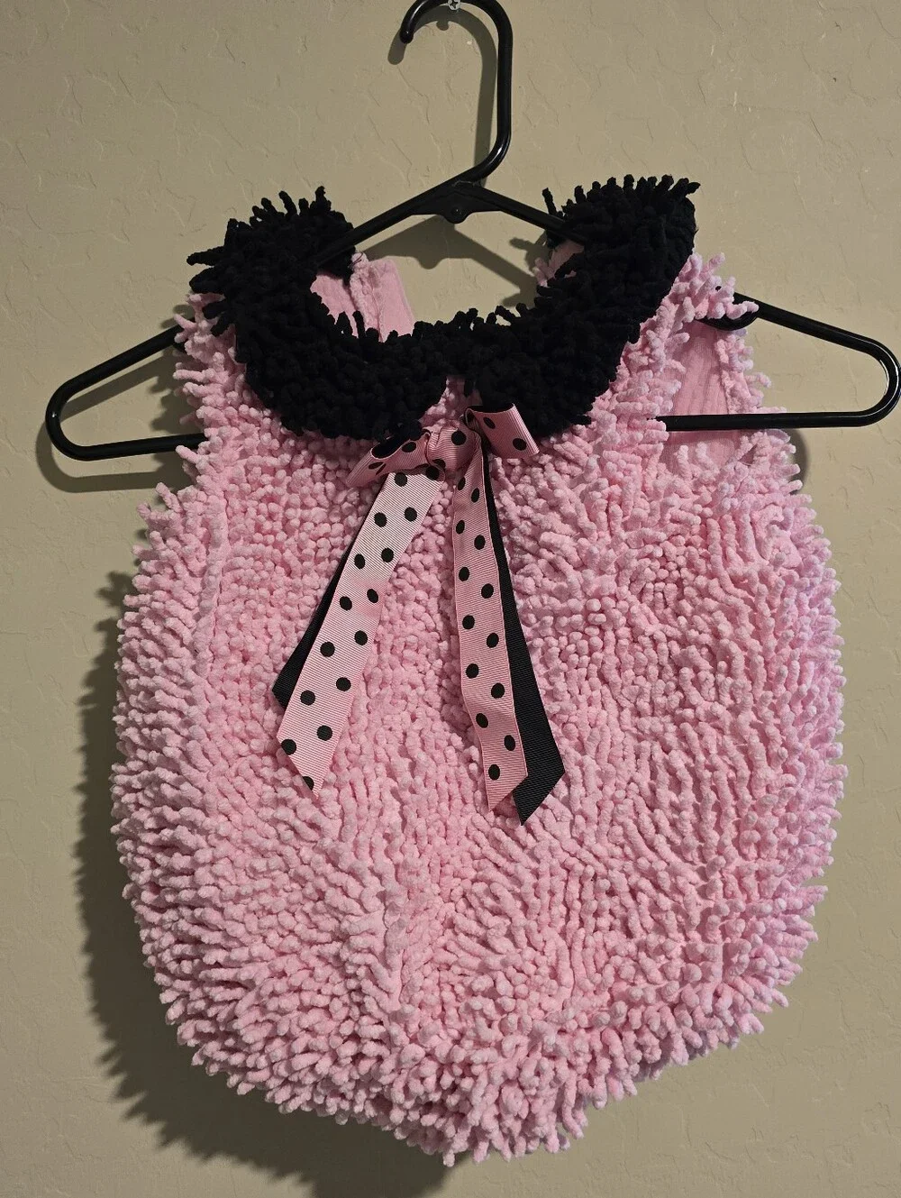 Pink Plush Puppy Costume Hood and Mittens for Kids